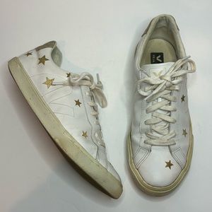 Madewell x Veja Esplar Low Leather Lace Up Embroidered Gold Star Sneakers 9